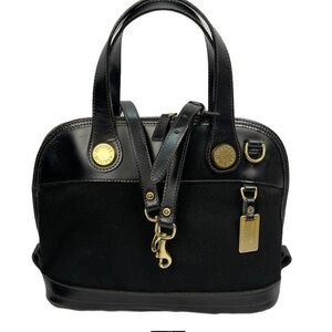 Vintage Dooney & Bourke Midnight Black Cabriolet Cloth Satchel Shoulder Bag EUC